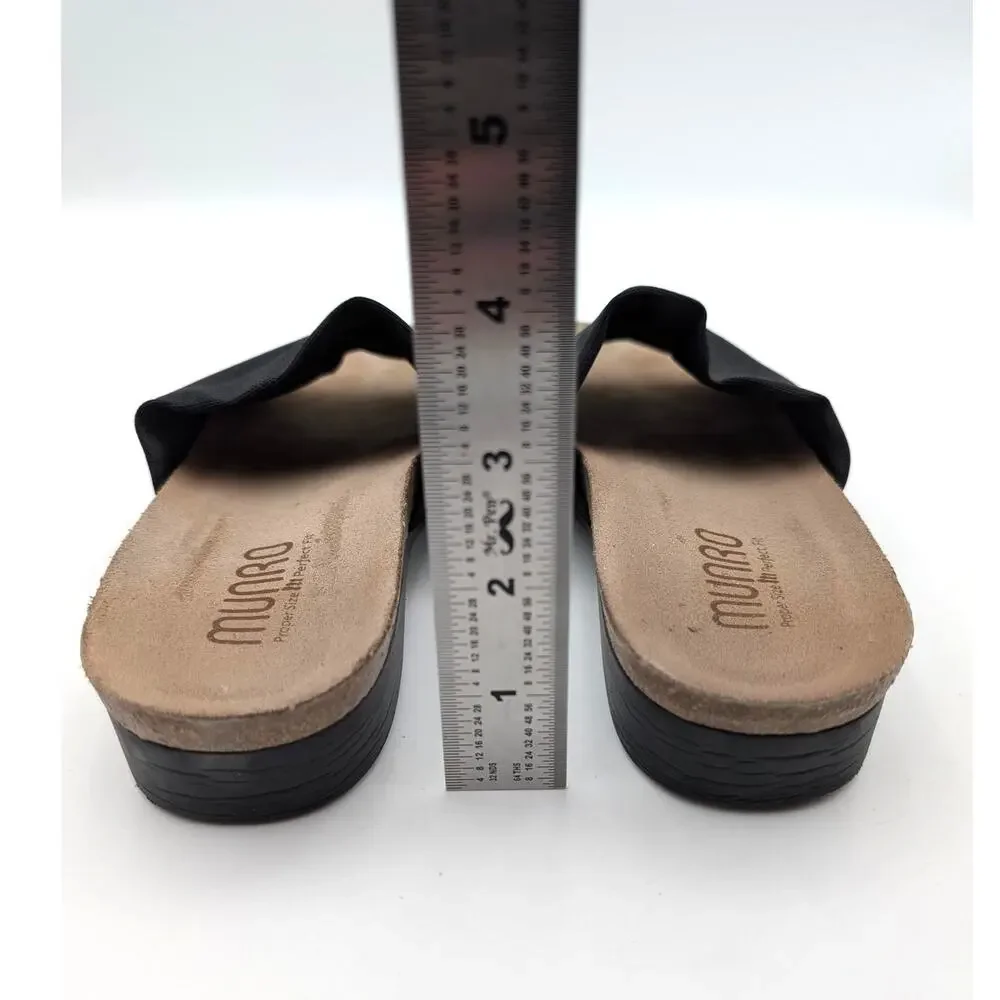 Munro Casita Slide Sandal Open Toe Women's Black/Beige Size US7M EU37.5